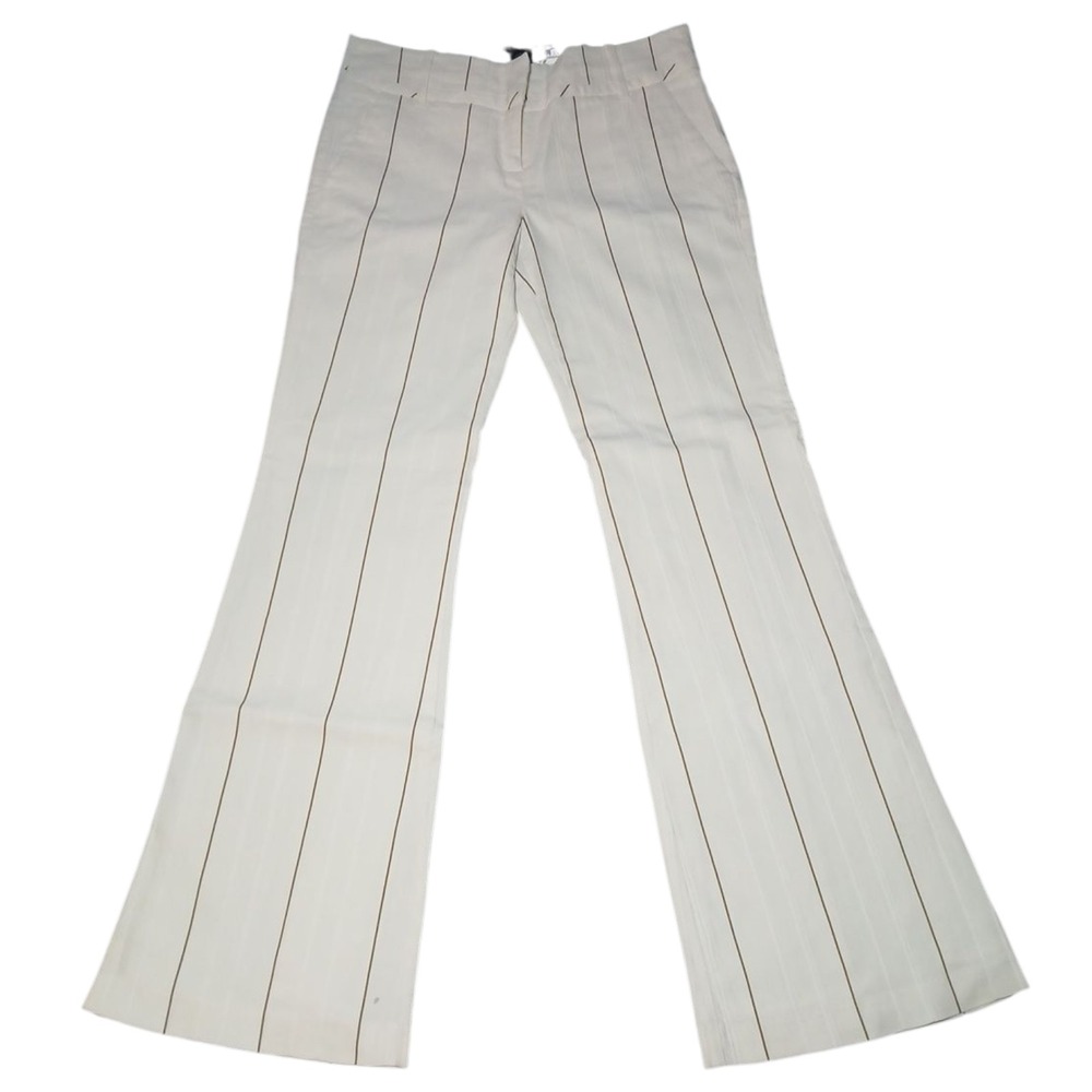Arden B Wide Leg  Mid-Rise‎ Women's Striped Pants Cream And Brown Size 6